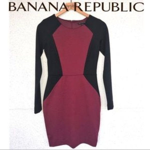 Banana Republic burgundy and black dress women's size 10 - Picture 1 of 10